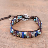 Boho Tube Stone Leather Wrap Bracelet