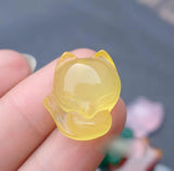 Green Chalcedony Fox Pendant Necklace DIY Jewelry Accessory