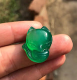 Green Chalcedony Fox Pendant Necklace DIY Jewelry Accessory