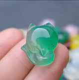 Green Chalcedony Fox Pendant Necklace DIY Jewelry Accessory