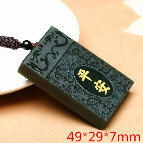 XinJiang HeTian Jade Dragon PingAn Pendant Necklace for Men Women