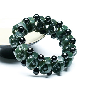 HeTian Jade Nephrite Bracelet Lucky Amulet Carving Bangle for Women Men