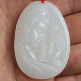 XinJiang Jade Guan Yin Buddha Pendant Necklace Amulet