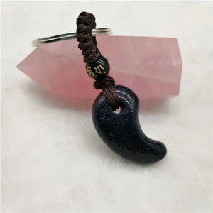 Natural Sandstone Crystal Keychain Lanyard Amulet Jewelry
