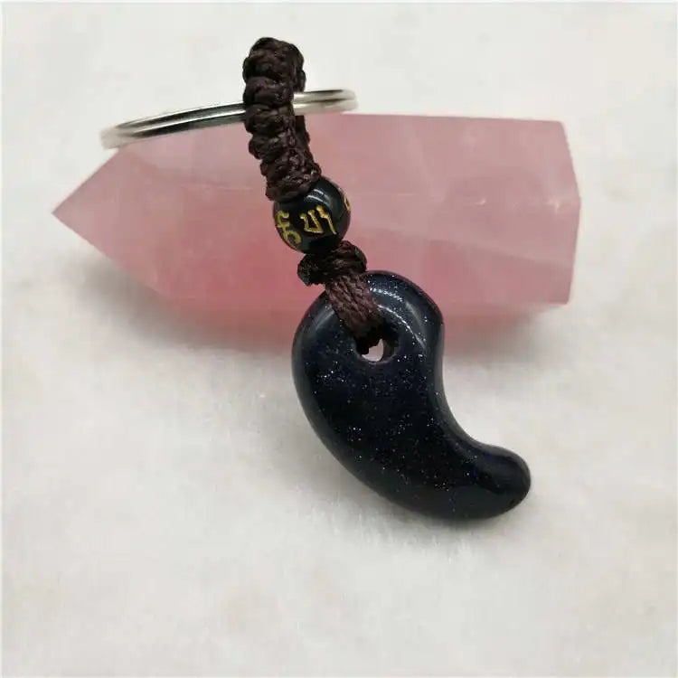 Natural Sandstone Crystal Keychain Lanyard Amulet Jewelry