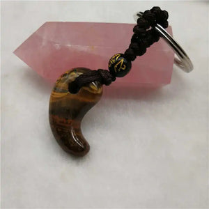 Yellow Tiger Eye Keychain Crystal Accessory Lanyard Amulet Jewelry