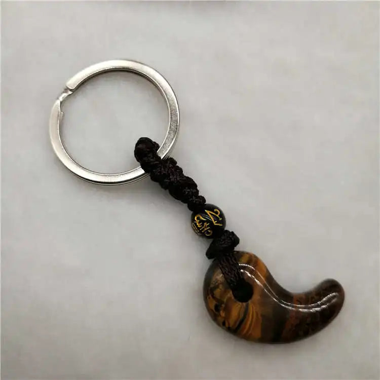 Yellow Tiger Eye Keychain Crystal Accessory Lanyard Amulet Jewelry