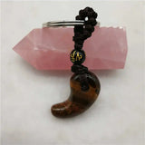 Yellow Tiger Eye Keychain Crystal Accessory Lanyard Amulet Jewelry