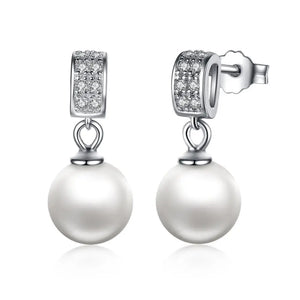 Sterling Silver Pearl Drop Earrings for Women