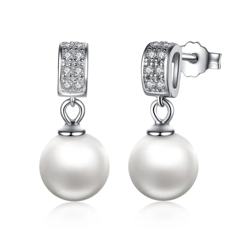 Sterling Silver Pearl Drop Earrings for Women