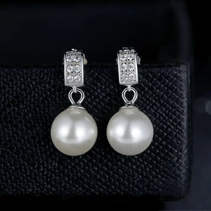 Sterling Silver Pearl Drop Earrings for Women