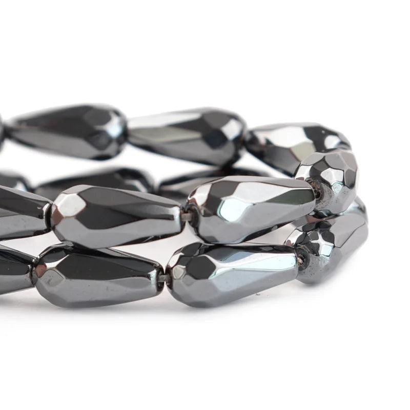 Gallstone Cut Hematite Beads for DIY Jewelry -  Drop-Shaped Loose Beads