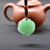 Green Jade Flower Necklace Pendant Jade Rose Necklace Lucky Amulet Jewelry
