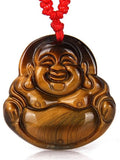 Tiger Eye Stone Pendant Maitreya Buddha Jade Necklace