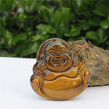Tiger Eye Stone Pendant Maitreya Buddha Jade Necklace