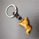 Yellow Tiger Eye Stone Small Fox Key Chain Crystal Key Chain
