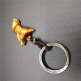 Yellow Tiger Eye Stone Small Fox Key Chain Crystal Key Chain