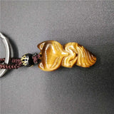 Yellow Tiger Eye Stone Fox Key Chain