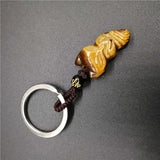 Yellow Tiger Eye Stone Fox Key Chain