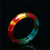 Colorful Flat Jade Bangles Jewelry Lucky Amulet Fine Jewelry Bangle