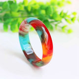 Colorful Flat Jade Bangles Jewelry Lucky Amulet Fine Jewelry Bangle