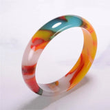 Colorful Flat Jade Bangles Jewelry Lucky Amulet Fine Jewelry Bangle