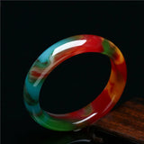 Colorful Flat Jade Bangles Jewelry Lucky Amulet Fine Jewelry Bangle