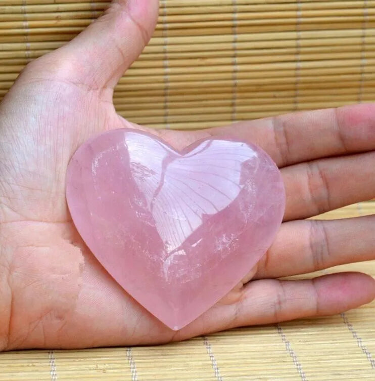 Large Rose Quartz Crystal Love Heart Stone