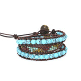Natural Stones Charm 3 Strands Wrap Bracelets Boho Bracelet