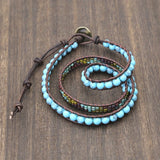 Natural Stones Charm 3 Strands Wrap Bracelets Boho Bracelet