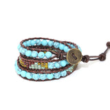 Natural Stones Charm 3 Strands Wrap Bracelets Boho Bracelet