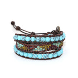 Natural Stones Charm 3 Strands Wrap Bracelets Boho Bracelet