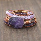 Natural Stones Crystal Quartz Charm 5 Strands Wrap Bracelets Boho