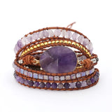 Natural Stones Crystal Quartz Charm 5 Strands Wrap Bracelets Boho