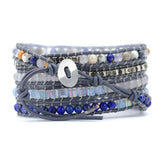 Lapis Charm 5 Strands Wrap Bracelet Women Leather Boho Bracelet