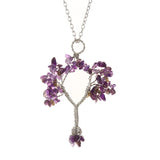 Tree Life Pendant Necklace with Natural Gravel Copper Wire