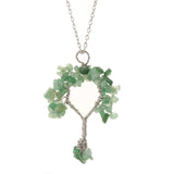 Tree Life Pendant Necklace with Natural Gravel Copper Wire