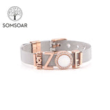 Mother Stainless Steel Charm Mesh Bracelet Set with Slide Charms