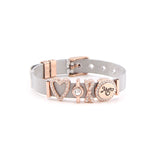 Mother Stainless Steel Charm Mesh Bracelet Set with Slide Charms