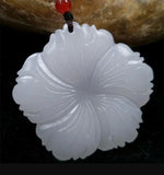 XinJiang Jade Hibiscus Pendant Necklace Amulet Chain Men Women