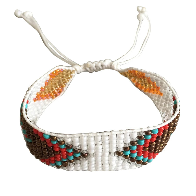 Cuff bracelet loomed beaded bracelet MIYUSI seed bead hand woven Bohemia jewelry