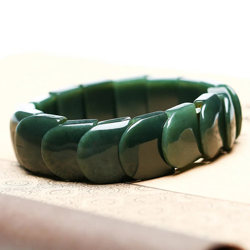 XinJiang HeTian Qing Jade Bracelet Lucky Amulet Square for Women Men