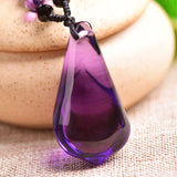 Purple Crystal Pendant Magnolia Flower Sweater Chain Necklace