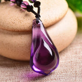 Purple Crystal Pendant Magnolia Flower Sweater Chain Necklace
