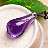 Purple Crystal Pendant Magnolia Flower Sweater Chain Necklace