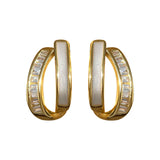 Oil Zircon Double Curved Stud Earrings 925 Sterling Silver Summer Jewelry