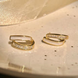 Oil Zircon Double Curved Stud Earrings 925 Sterling Silver Summer Jewelry