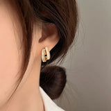 Oil Zircon Double Curved Stud Earrings 925 Sterling Silver Summer Jewelry