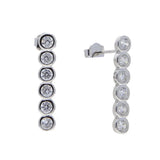 925 Silver CZ Bezel Bar Stud Earrings for Women