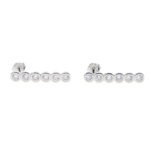 925 Silver CZ Bezel Bar Stud Earrings for Women